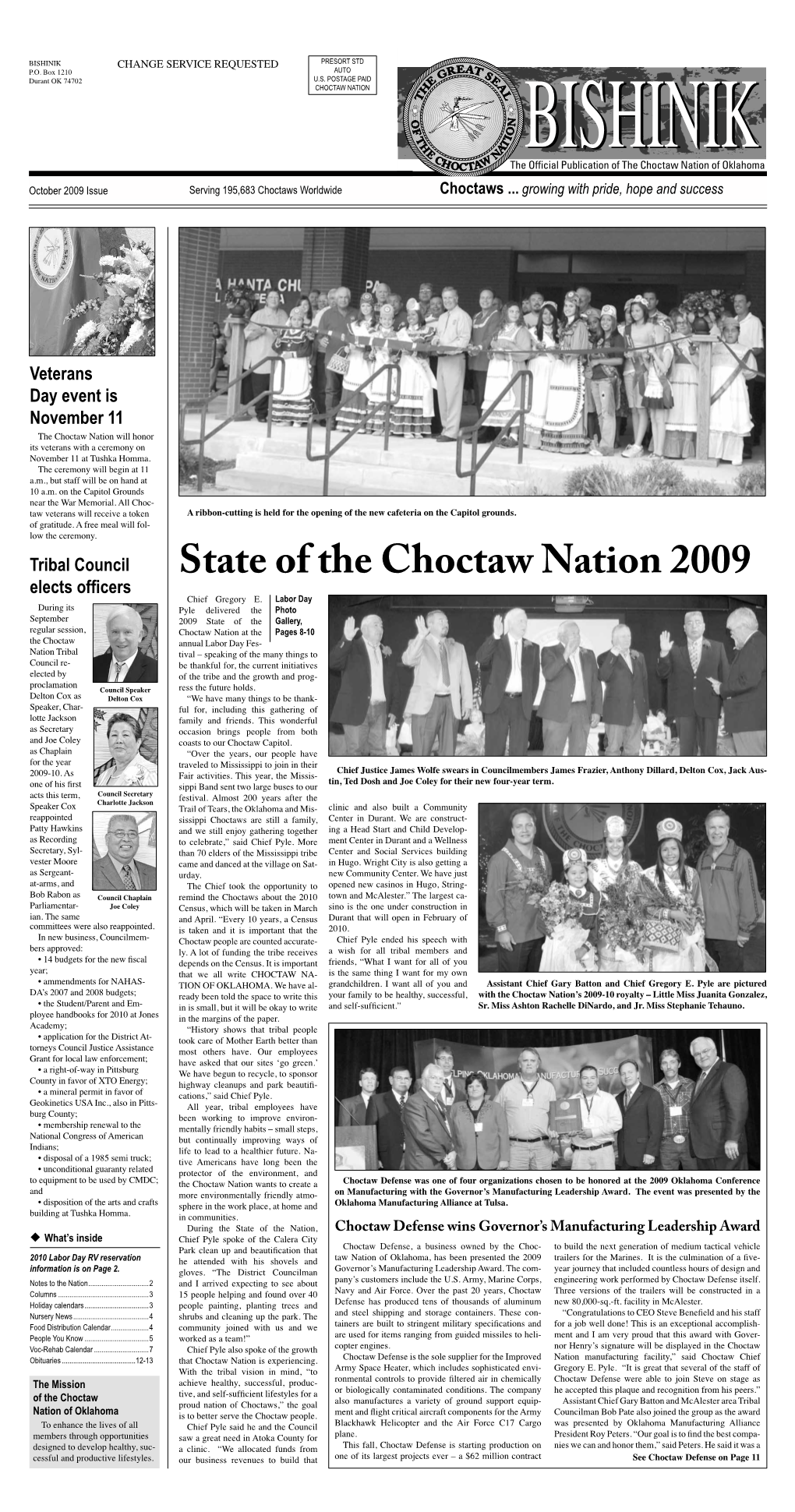 State of the Choctaw Nation 2009 Chief Gregory E