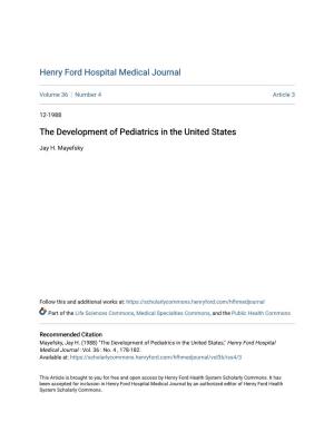 The Development of Pediatrics in the United States