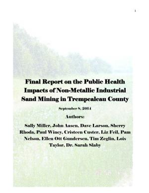 Final Report on the Public Health Impacts of Non-Metallic Industrial Sand Mining in Trempealeau County