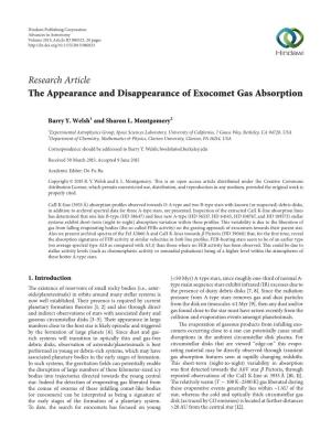 The Appearance and Disappearance of Exocomet Gas Absorption
