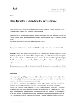 S&S How Dentistry Is Impacting the Environment