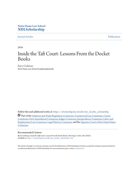 Inside the Taft Court: Lessons from the Docket Books, 2015 Sup
