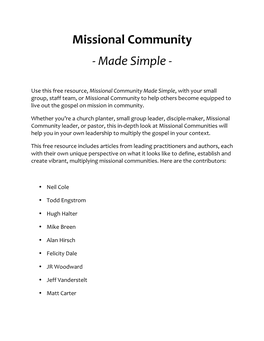 Missional Community - Made Simple