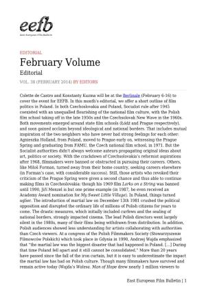February Volume Editorial VOL