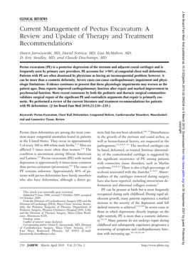 Current Management of Pectus Excavatum: a Review and Update of Therapy and Treatment Recommendations
