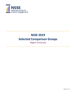 NSSE 2019 Selected Comparison Groups Regent University