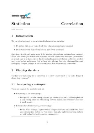 Statistics: Correlation