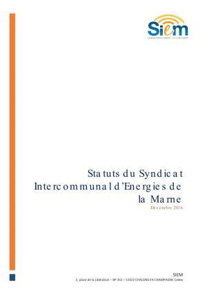 Statuts Du Syndicat Intercommunal D'energies De La Marne