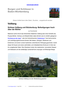 Anlagenbeschreibung Schloss Vellberg/Stöckenburg