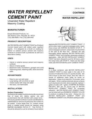 Water Repellent Cement Paint