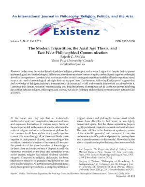 The Modern Tripartition, the Axial Age Thesis, and East-West Philosophical Communication Rajesh C