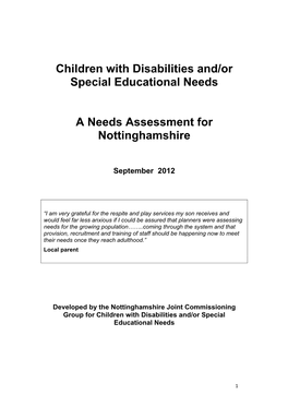 Children with Disabilities And/Or Special Educational Needs A