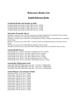 Reference Books List