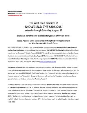 SHOWGIRLS! the MUSICAL! Extends Through Saturday, August 27