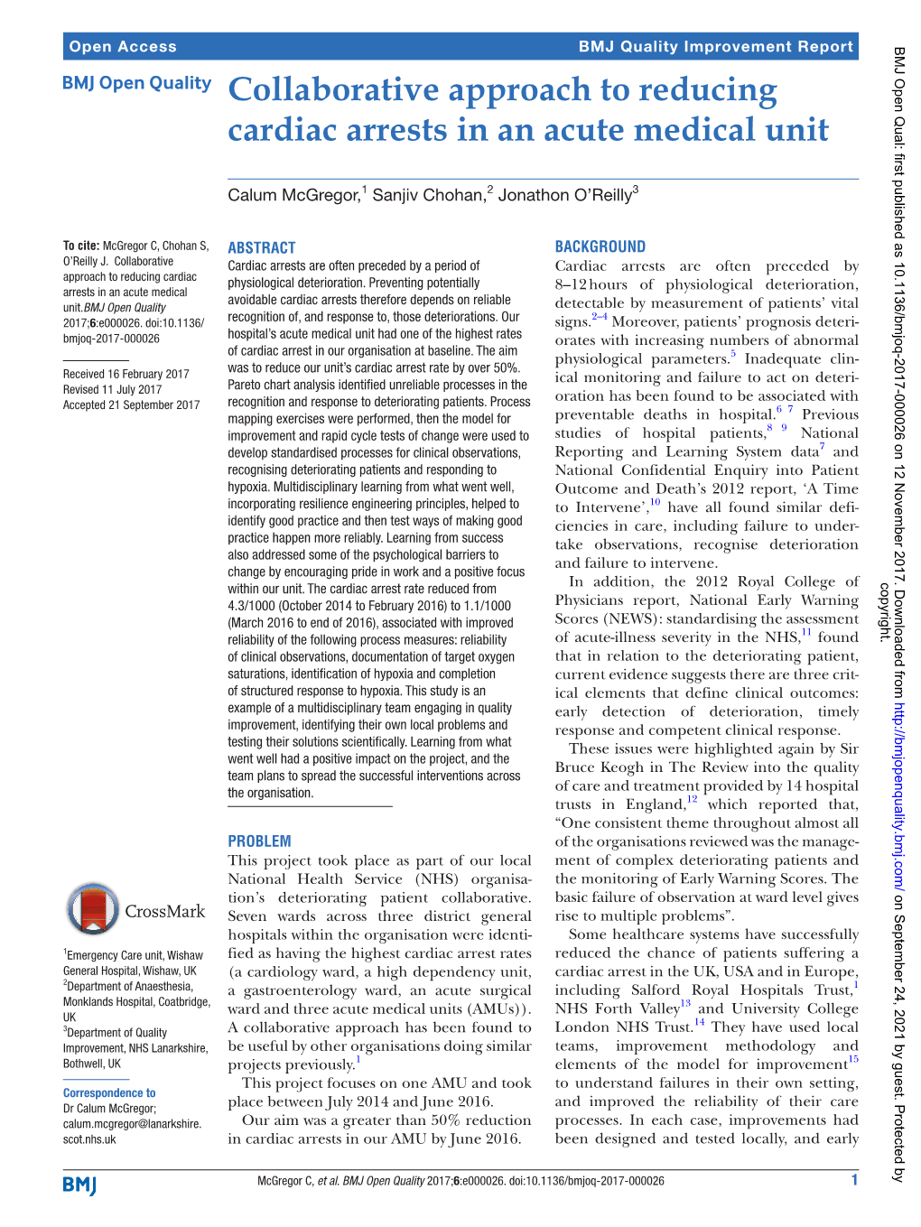 Collaborative Approach to Reducing Cardiac Arrests in an Acute Medical Unit