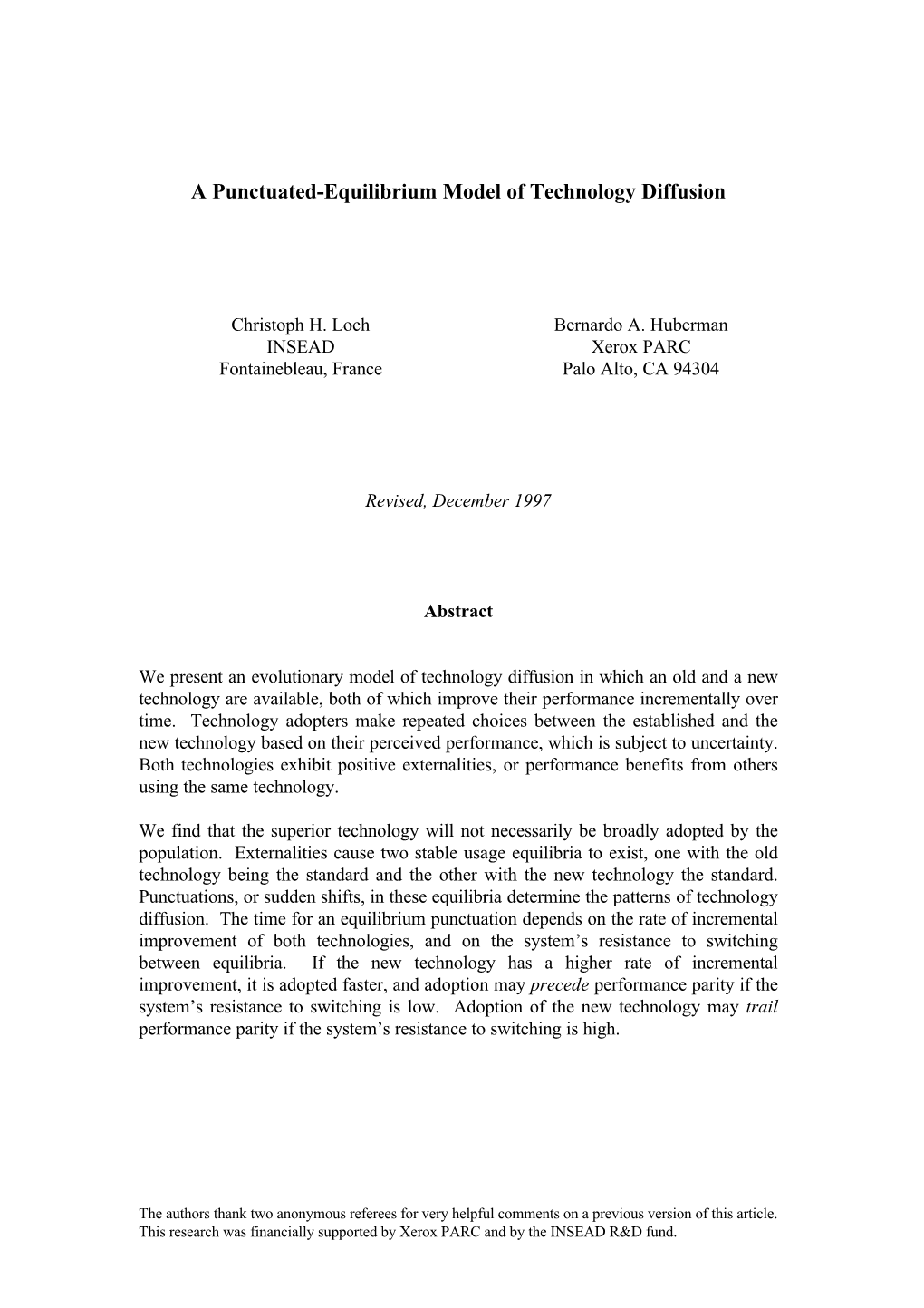A Punctuated-Equilibrium Model of Technology Diffusion