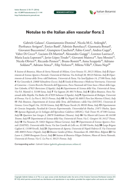 Notulae to the Italian Alien Vascular Flora: 2 55 Doi: 10.3897/Italianbotanist.2.11144 RESEARCH ARTICLE