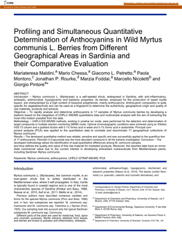 Profiling and Simultaneous Quantitative Determination of Anthocyanins in Wild Myrtus