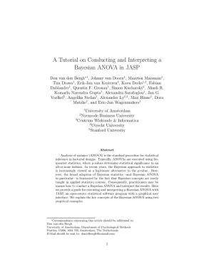 A Tutorial on Conducting and Interpreting a Bayesian ANOVA in JASP