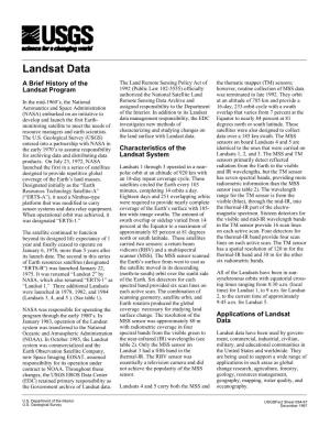 A Brief History of the Landsat Program