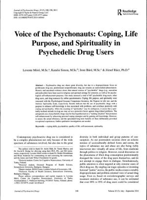 Coping, Life Purpose, and Spirituality in Psychedelic Drug Users