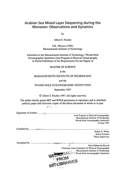 Arabian Sea Mixed Layer Deepening During the Monsoon: Observations and Dynamics