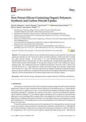 New Porous Silicon-Containing Organic Polymers: Synthesis and Carbon Dioxide Uptake