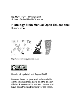 Histology Stain Manual Open Educational Resource