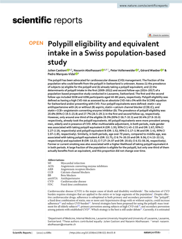 Polypill Eligibility and Equivalent Intake in a Swiss Population-Based