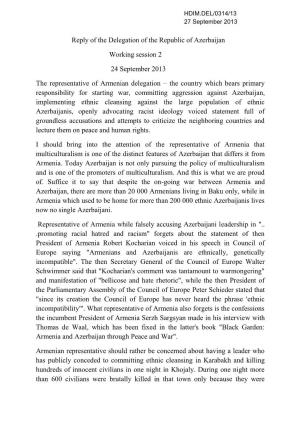 Reply of the Delegation of the Republic of Azerbaijan Working