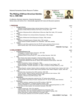Texts Checklist, the Making of African American Identity