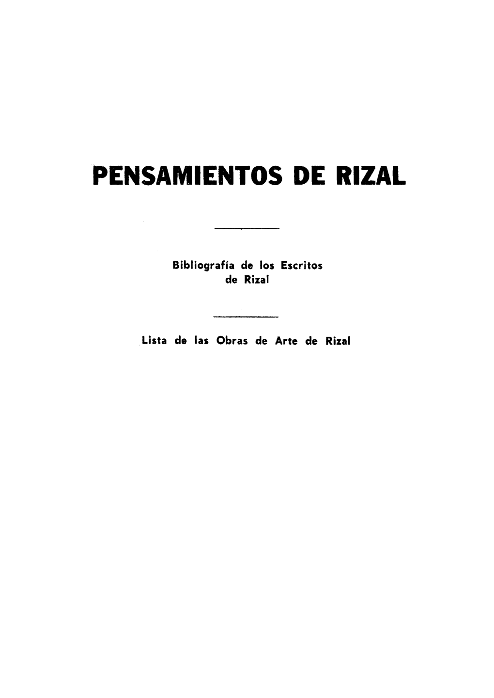 Pensamientos De Rizal