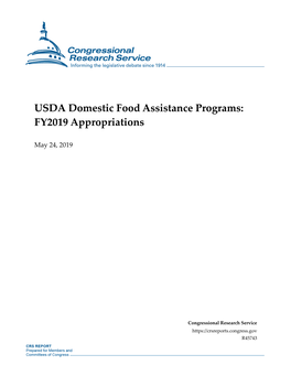 USDA Domestic Food Assistance Programs: FY2019 Appropriations