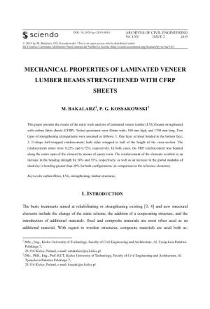 Mechanical Properties of Laminated Veneer Lumber Beams Strengthened with Cfrp Sheets