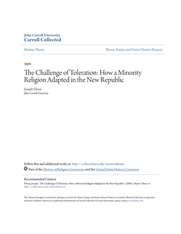 The Challenge of Toleration: How a Minority Religion Adapted in the New Republic