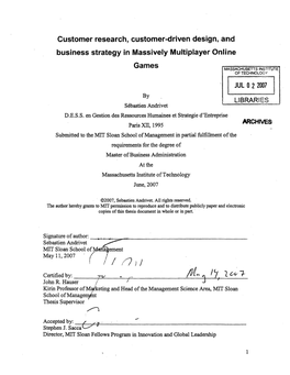 Customer Research, Customer-Driven Design, and Business Strategy in Massively Multiplayer Online Games By
