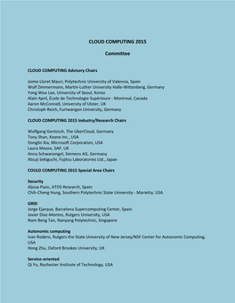 CLOUD COMPUTING 2015 Committee Page