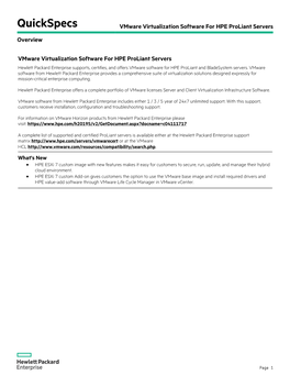 Vmware Virtualization Software for HPE Proliant Servers Overview