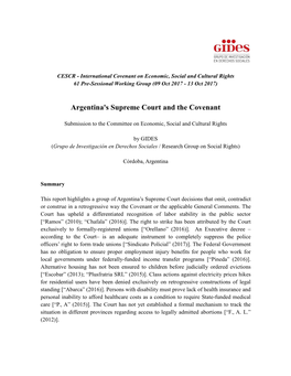 Argentina's Supreme Court and the Covenant