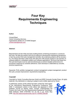 Four Key Requirements Engineering Techniques