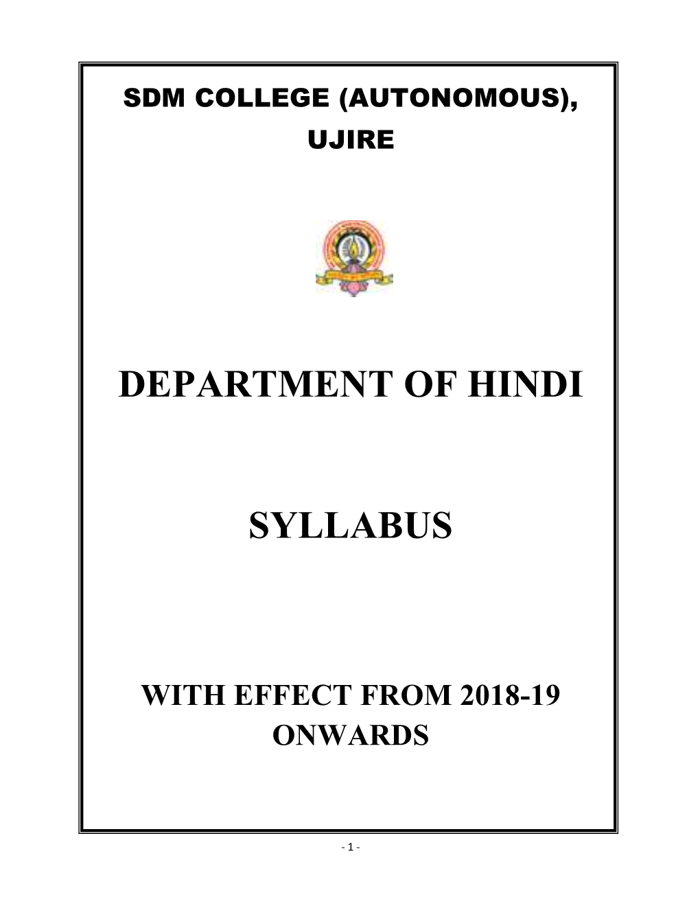 Department of Hindi Syllabus