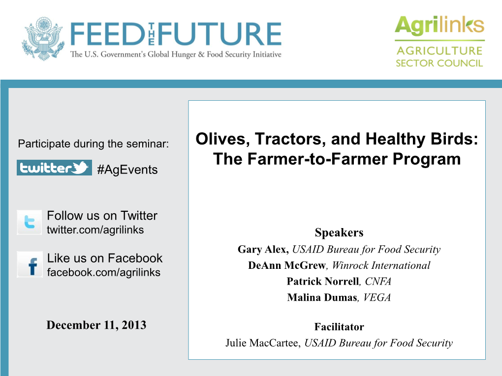 The Farmer-To-Farmer Program #Agevents