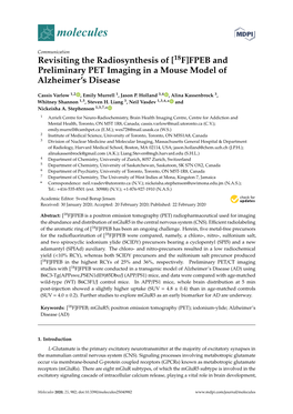 [18F]FPEB and Preliminary PET Imaging in a Mouse Model of Alzheimer’S Disease