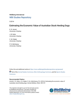 Estimating the Economic Value of Australian Stock Herding Dogs