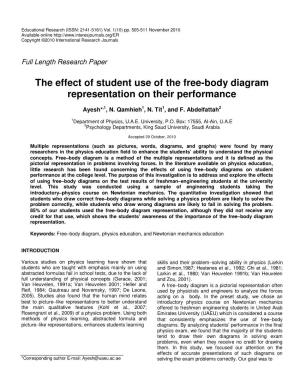 The Effect of Student Use of the Free-Body Diagram Representation on Their Performance