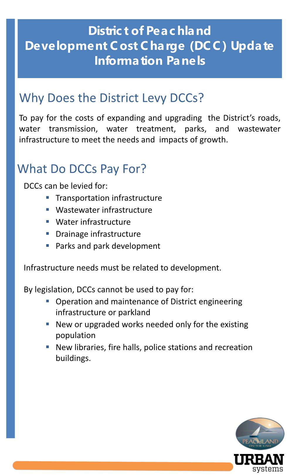 District of Peachland Development Cost Charge (DCC) Update Information Panels