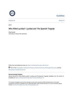 Who Killed Lycidas?: Lycidas and the Spanish Tragedy