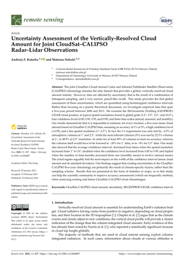 Uncertainty Assessment of the Vertically-Resolved Cloud Amount for Joint Cloudsat–CALIPSO Radar–Lidar Observations