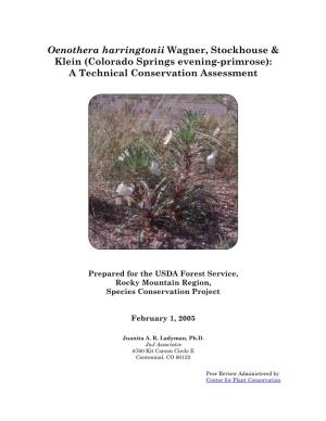 Oenothera Harringtonii Wagner, Stockhouse & Klein (Colorado
