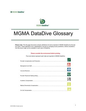 MGMA Datadive Glossary